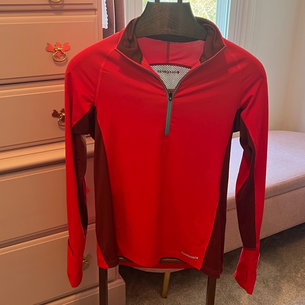 Patagonia Red and Maroon Quarter-Zip Lightweight Pullover